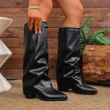 Odette | Damen kniehohe Schlupfstiefel mit spitzer Kappe und Metalldetail