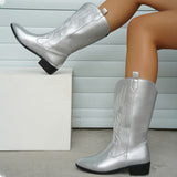 Brenley | Damen Westernstiefel mit weitem Schaft und Stickerei