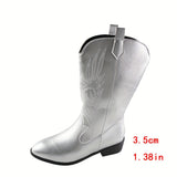 Brenley | Damen Westernstiefel mit weitem Schaft und Stickerei