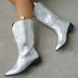 Brenley | Damen Westernstiefel mit weitem Schaft und Stickerei