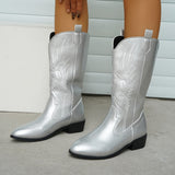 Brenley | Damen Westernstiefel mit weitem Schaft und Stickerei