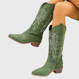 Cambria | Damen Westernstiefel mit weitem Schaft und Blockabsatz
