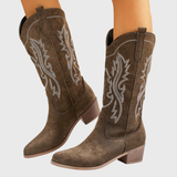 Cambria | Damen Westernstiefel mit weitem Schaft und Blockabsatz