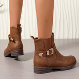 Jemima | Damen Chelsea-Stiefelette mit Westernschnalle und Blockabsatz