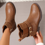 Jemima | Damen Chelsea-Stiefelette mit Westernschnalle und Blockabsatz