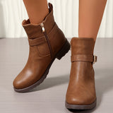 Jemima | Damen Chelsea-Stiefelette mit Westernschnalle und Blockabsatz