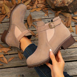 Brynn | Damen Stiefelette mit Blockabsatz und Schnallenriemen