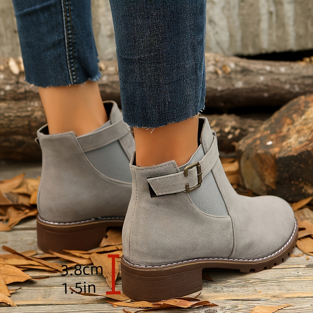 Brynn | Damen Stiefelette mit Blockabsatz und Schnallenriemen