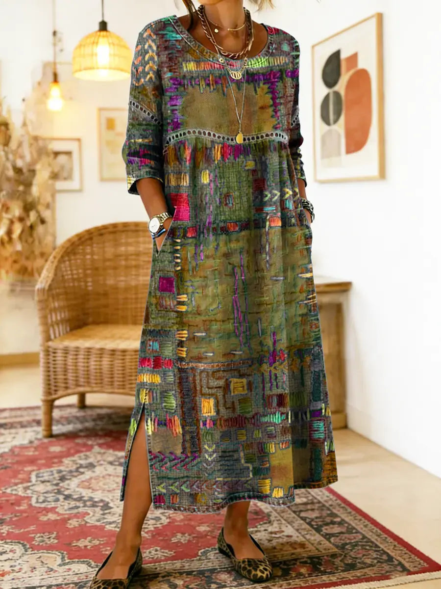 Isabelle | Ethnisches Patchwork-Kleid