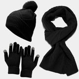 Damen Strickset mit Mütze, Schal und Handschuhen
