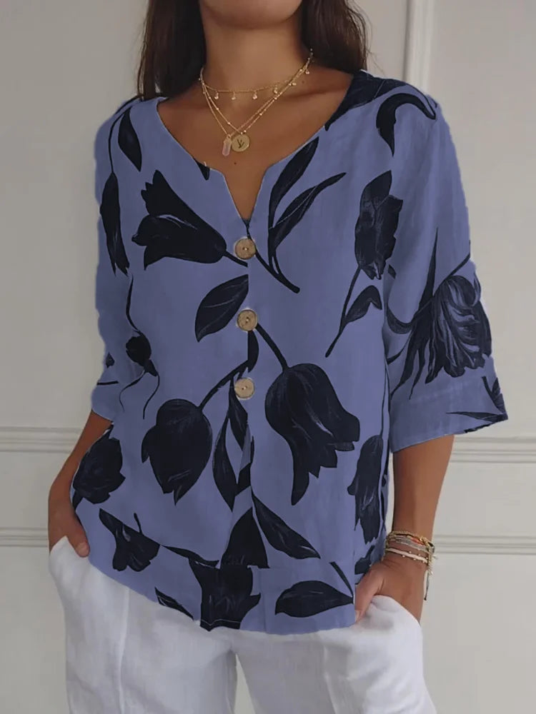 Sanne™ - Florale Button-Up Bluse