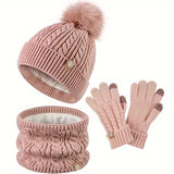 3-teiliges Winterset für Damen mit Mütze, Schal und Handschuhen