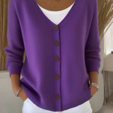 Olivia™ - Langarm V-Ausschnitt Knopf Pullover