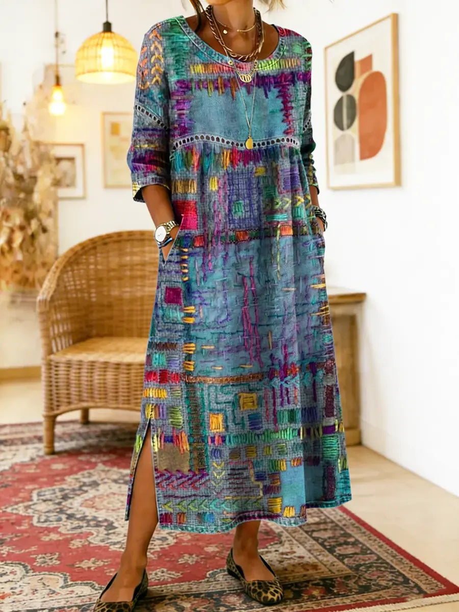 Isabelle | Ethnisches Patchwork-Kleid