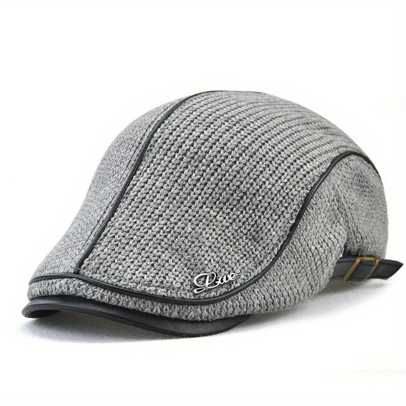 Elias | Herren Strick-Barettmütze warm für Herbst und Winter