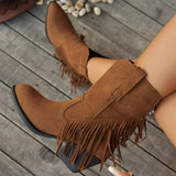 Calista | Damen Westernstiefel mit Fransen und Seitenreißverschluss