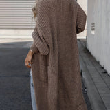 Damen Maxi Cardigan mit langen Ärmeln und Taschen