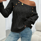 Lina - Langärmeliger Pullover Mit Zopfmuster, Lässiger Pullover Mit Rundhalsausschnitt