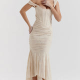 Boheme - Ärmelloses Raffung Bodycon Abendkleid
