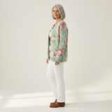 Christa | Saliegroene Trui met Rozenpatroon