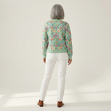 Claudia | Mintgroene Cardigan met Kleurrijke Bloemen