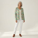 Claudia | Mintgroene Cardigan met Kleurrijke Bloemen