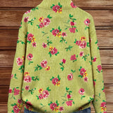 Constance | Damen Strickjacke mit Blumenmuster und Reißverschluss