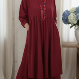 Lässiges Midi-Kleid für Frauen mit doppeltem Saumdesign