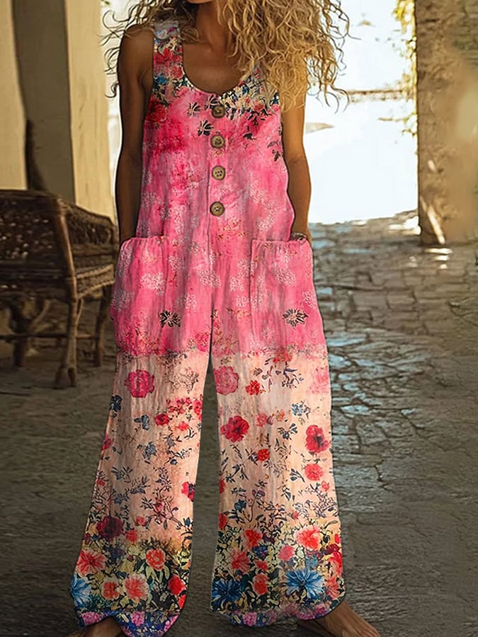 Hilary™ - Schicker Vintage Lockere Blumenoverall