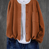 Eugenia | Damen Rundhals-Cardigan mit Knöpfen und Tasche