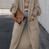 Damen Maxi Cardigan mit langen Ärmeln und Taschen