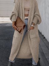 Damen Maxi Cardigan mit langen Ärmeln und Taschen