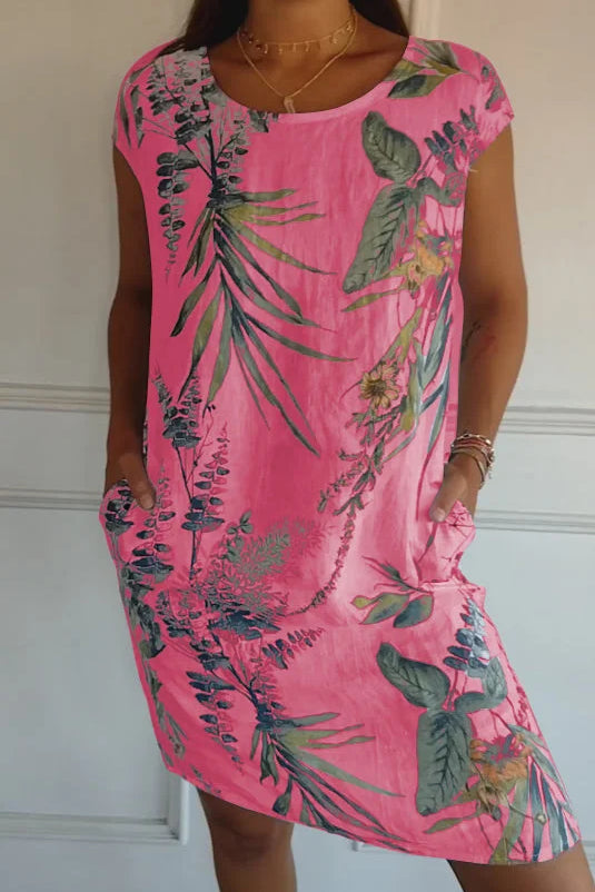 Sommerkleid für Frauen mit Taschen und lebhaftem Druck