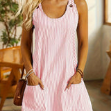 Ivy™ - Schickes Gestreiftes Knielanges Kleid