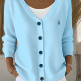 Olivia™ - Langarm V-Ausschnitt Knopf Pullover