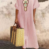 Demi™ - Boho Maxi Split Kleid mit Ausschnitt