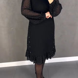 Niklas - Damen Kleid Mit Rundhalsausschnitt Und Fester Farbe