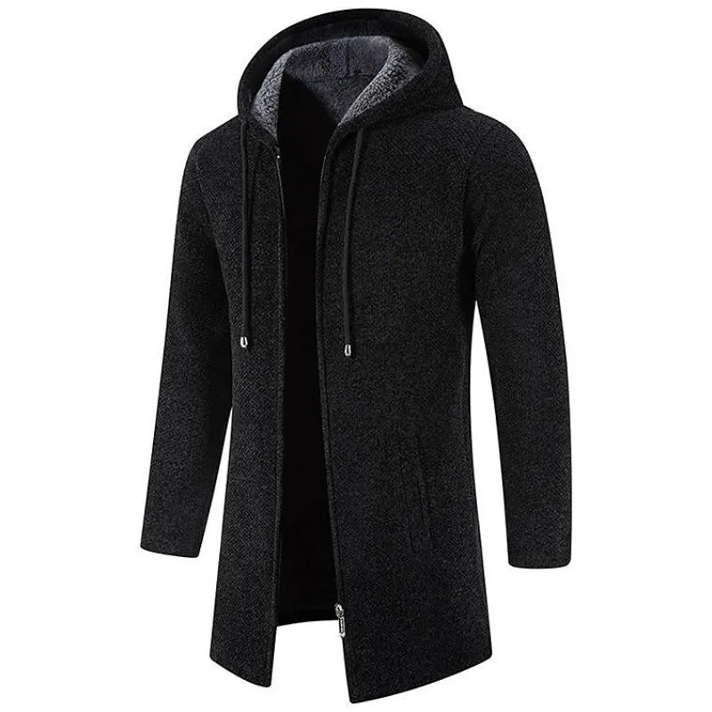 Elias - Mittellange Herrenjacke Mit Kapuze Und Wattiertem Fleece