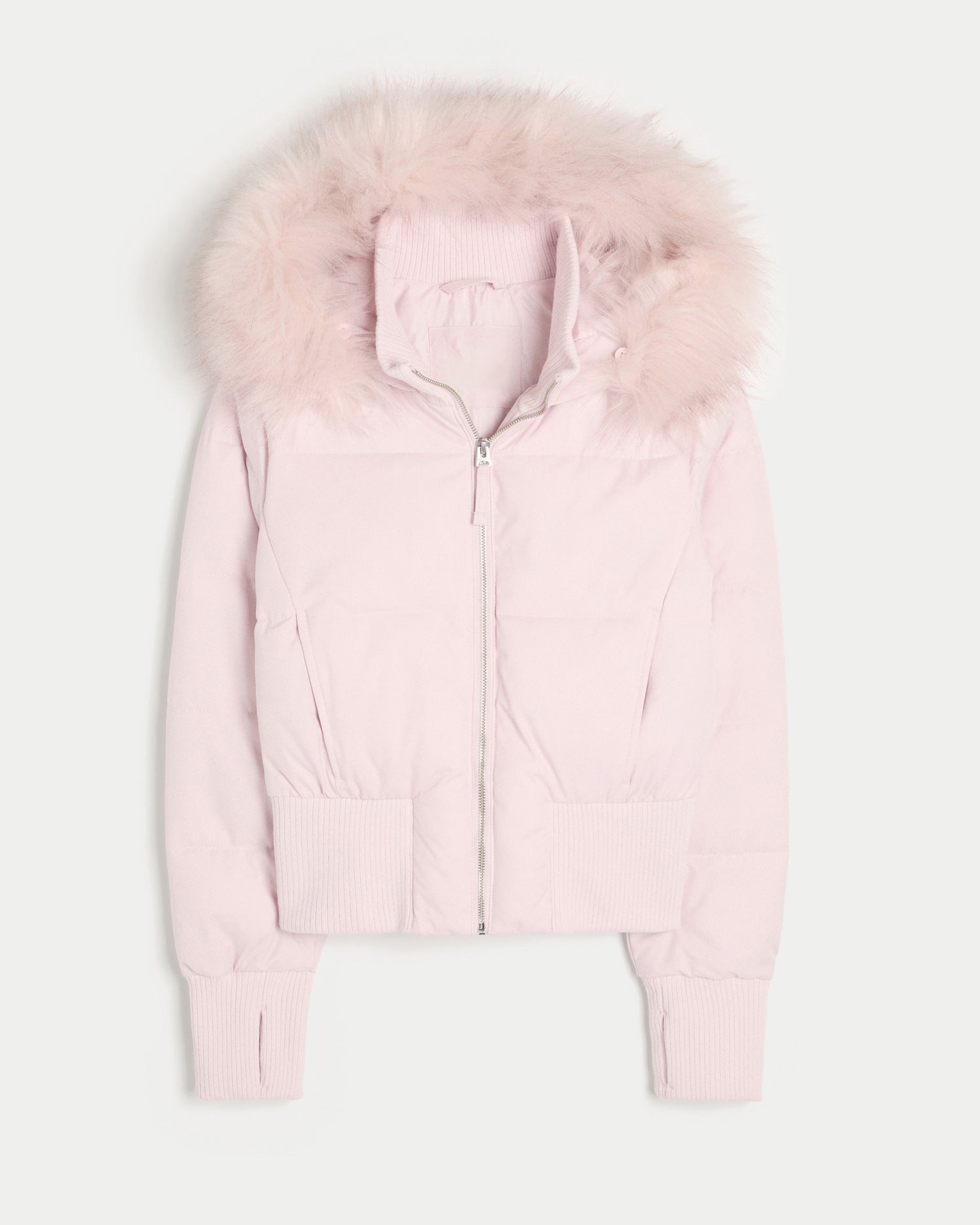 Damen Cropped Langarm Pufferjacke mit Kapuze