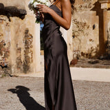 Damen Maxikleid mit quadratischem Ausschnitt und seitlichem Schlitz
