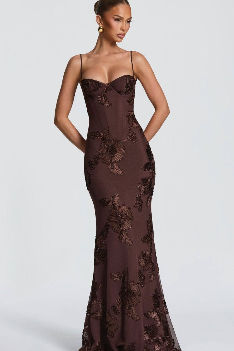 Damen Maxi Kleid mit Schnürung