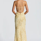 Damen Maxi Kleid mit Schnürung