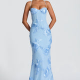 Damen Maxi Kleid mit Schnürung