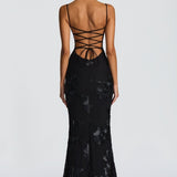 Damen Maxi Kleid mit Schnürung