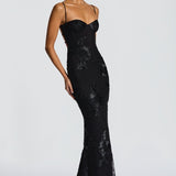 Damen Maxi Kleid mit Schnürung
