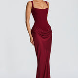 Damen Maxikleid mit quadratischem Ausschnitt und Ärmellos