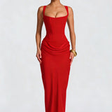Damen Maxikleid mit quadratischem Ausschnitt und Ärmellos