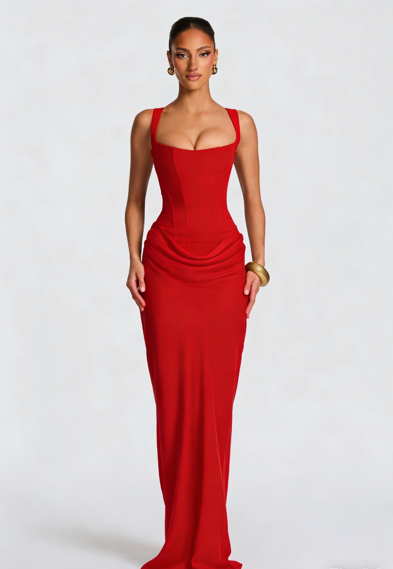 Damen Maxikleid mit quadratischem Ausschnitt und Ärmellos