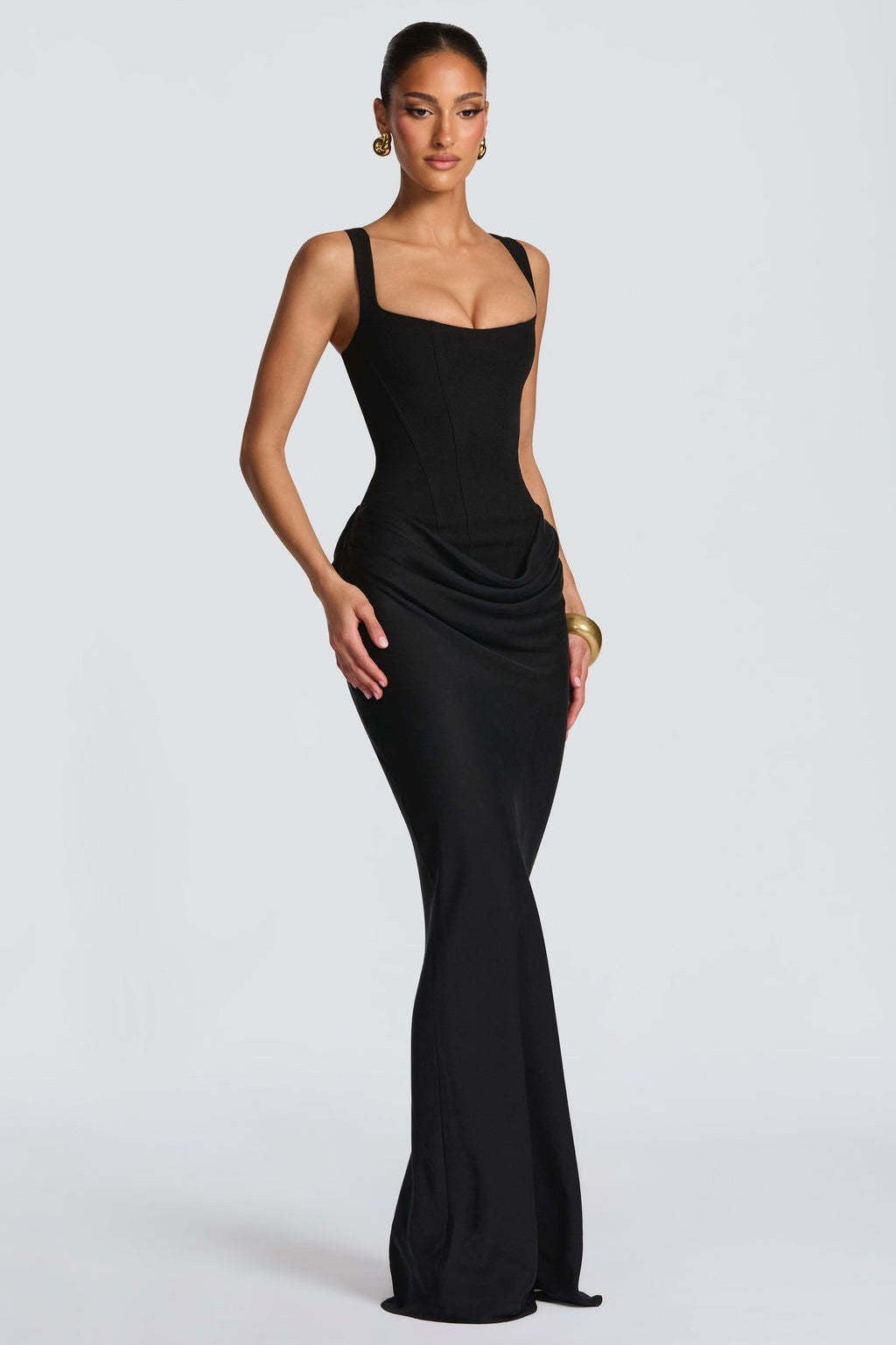 Damen Maxikleid mit quadratischem Ausschnitt und Ärmellos