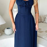Damen Maxi-Kleid mit Kordelzug